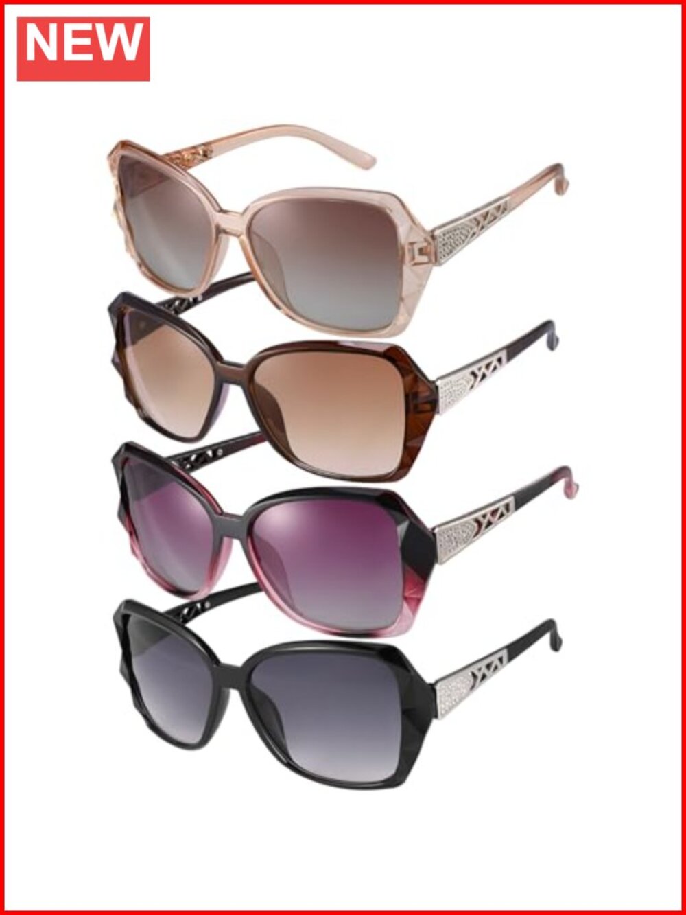Oversized Square Full Frame Gradient Lens UV Protection Sunglasses Women